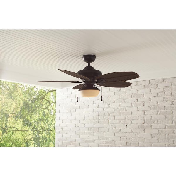 Hampton Bay Palm Beach III 48 in. LED Indoor/Outdoor Natural Iron Ceiling Fan with Light Kit