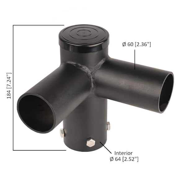 7 in. 90-Degree Twin Spoke Mounting Bracket Tenon Adapter for LED Outdoor Pole Lights