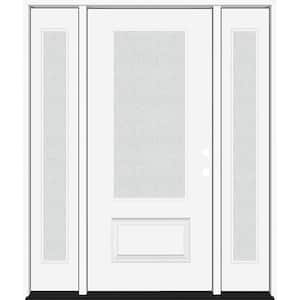 Legacy 64 in. x 80 in. 3/4 Lite Rain Glass LHIS White Primed Fiberglass Prehung Front Door with dB 12 in. SL