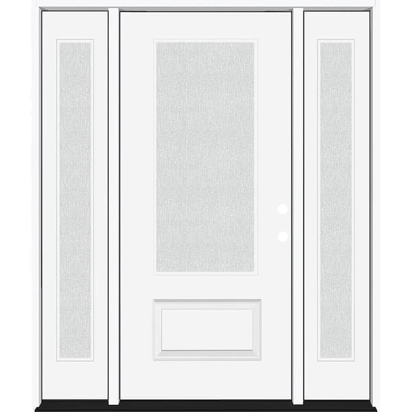 Steves & Sons Legacy 68 in. W. x 80 in. 3/4 Lite Rain Glass LHIS Primed Unfinished Fiberglass Prehung Front Door with Db 14 in. SL