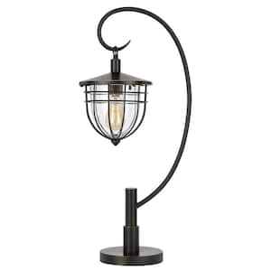 Alma 30 in. H Dark Bronze Lantern Style Table Lamp with Mini Arc