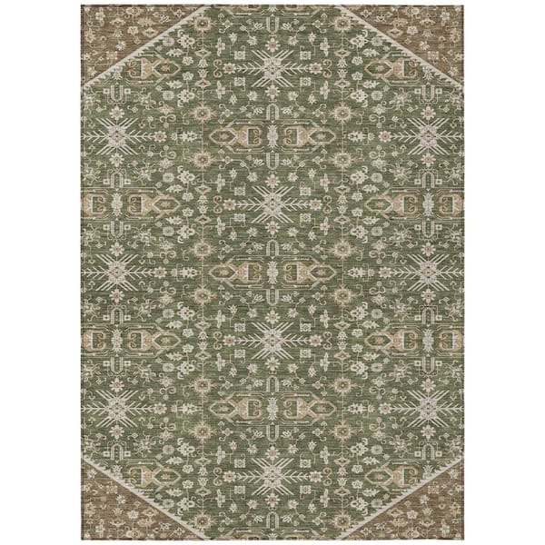 Chantille Machine Washable Indoor/Outdoor Abstract ACN3050 Olive 10 ft. x 14 ft. Area Rug