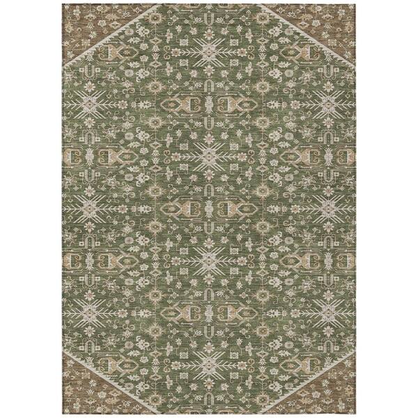 Chantille Machine Washable Indoor/Outdoor Abstract ACN3050 Olive 9 ft. x 12 ft. Area Rug