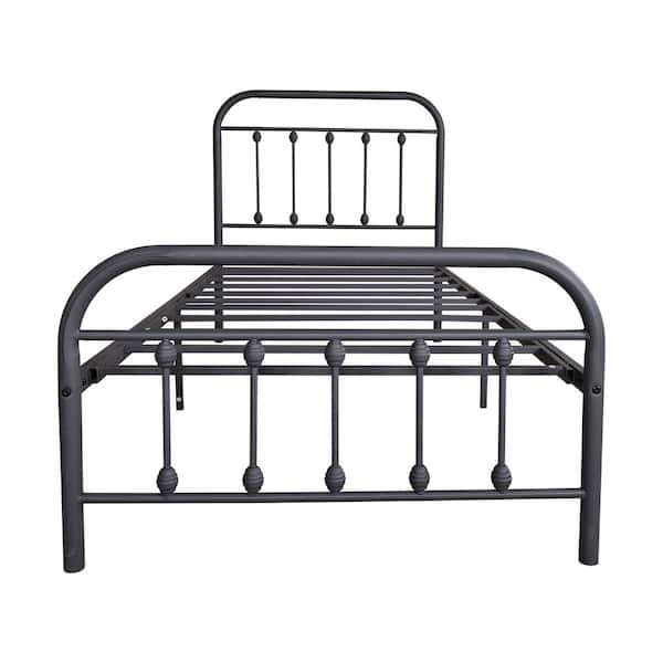 Bansa Rose Twin Xl Size Black Metal Bed, Old Iron Bed Frames Twin