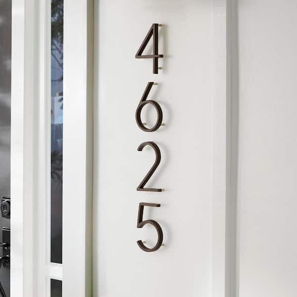 5 in. Modern Wood Grain Zinc Alloy Floating or Flush Metal House Number 5