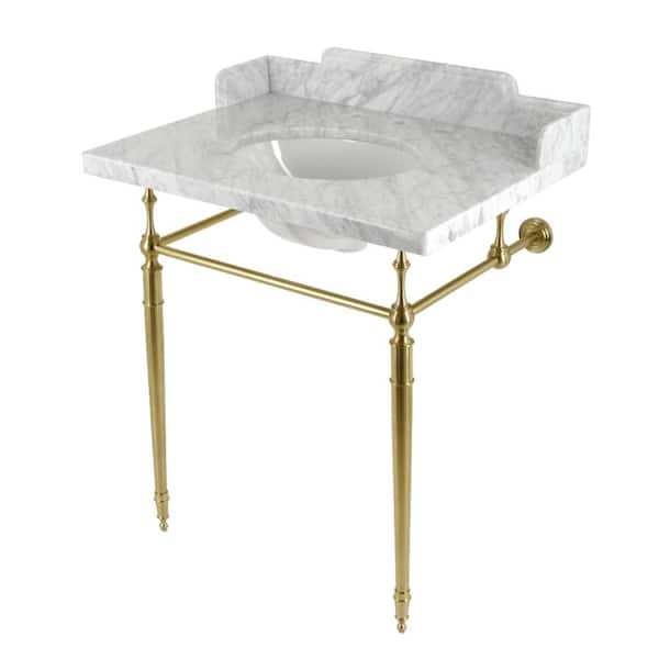 Kingston Brass Fauceture 30 in. Marble Console Sink Set with Brass Legs ...