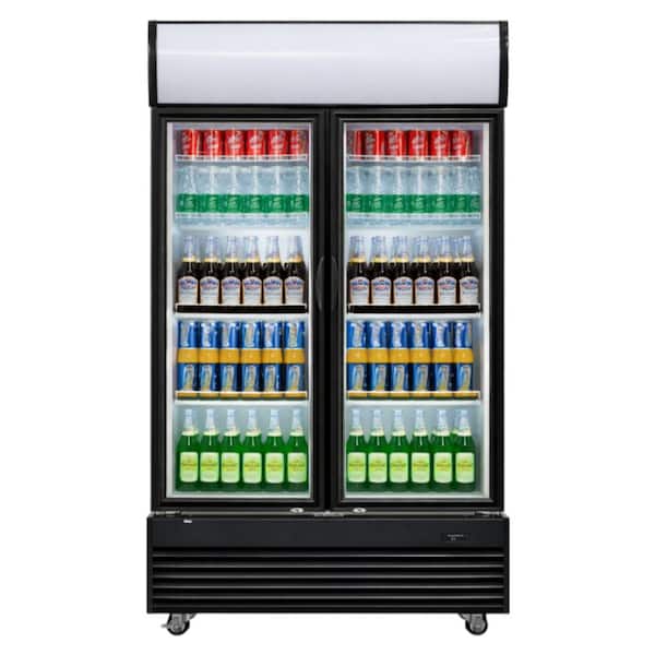 36 in. W 18 cu. ft. NSF Commercial Slim Upright Glass Door Drink Cooler Refrigerator in White