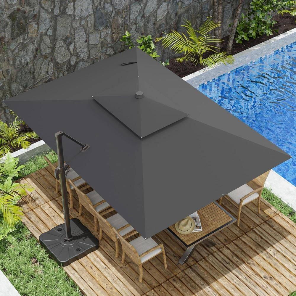 360° Rotation Offset Umbrella, 10x13 ft, Rustproof Aluminum, Cantilever, Tilt Function, Patio Umbrella in Gray price history on PriceWatchPro