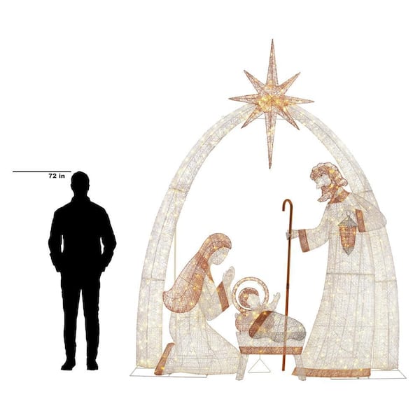 Home Accents Holiday 10 ft. Warm White LED Giant Nativity Set