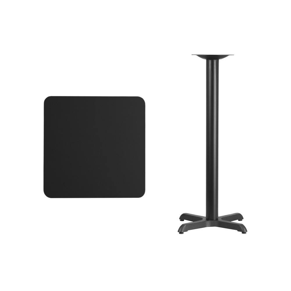 Black Laminate Square Bar Height Table with Metal Base