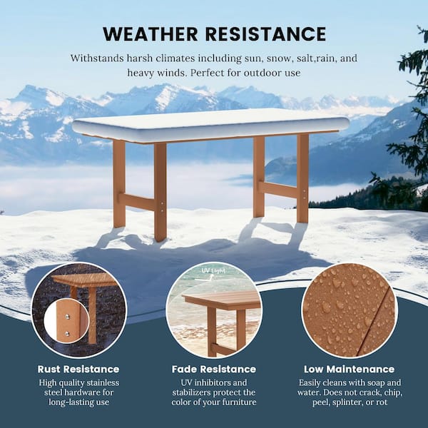 Shoreside 7-Piece All Weather HDPE Plastic Outdoor Patio Dining Set w/ Armchairs, Teak