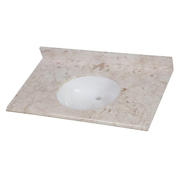 Home Decorators Collection 37 in. W x 22 in. D Stone Effects Vanity Top in Dune with White Sink