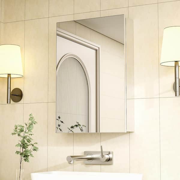 Blissi 16 in. W x 24 in. H Rectangular Aluminum Recessed/Surface Mount Medicine Cabinet with Mirror