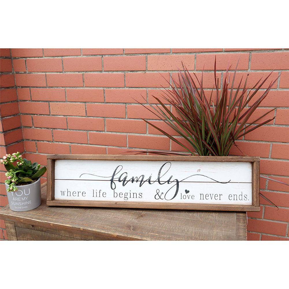 White and Brown Rustic Wood Family Wall Plaque