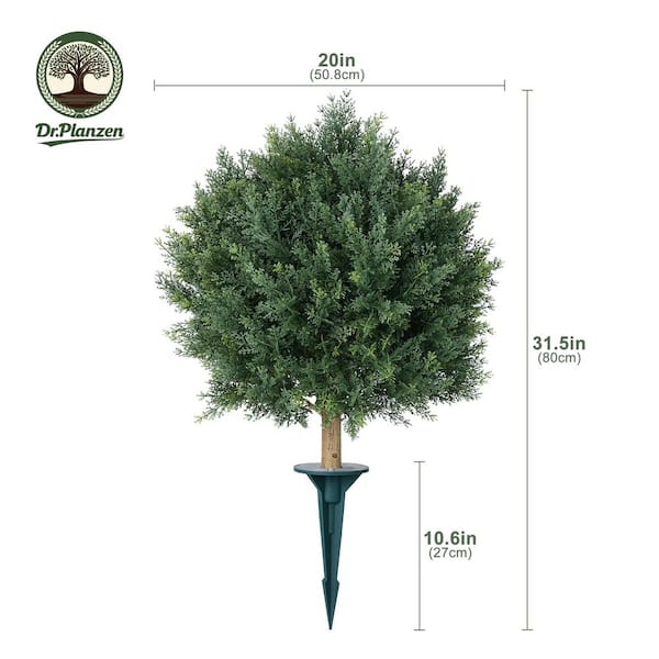 DR.Planzen 20 in. Artificial Cedar Topiary Trees with Ground Spike