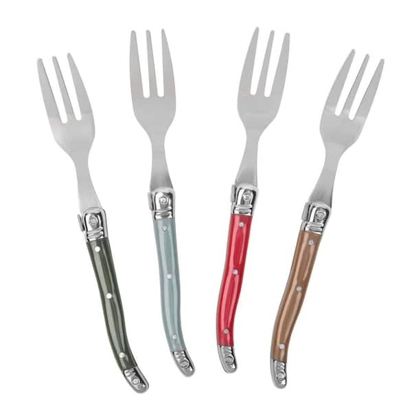 Set of 4 Laguiole Stainless-Steel Cake Forks Flatware Set -Holly Berry