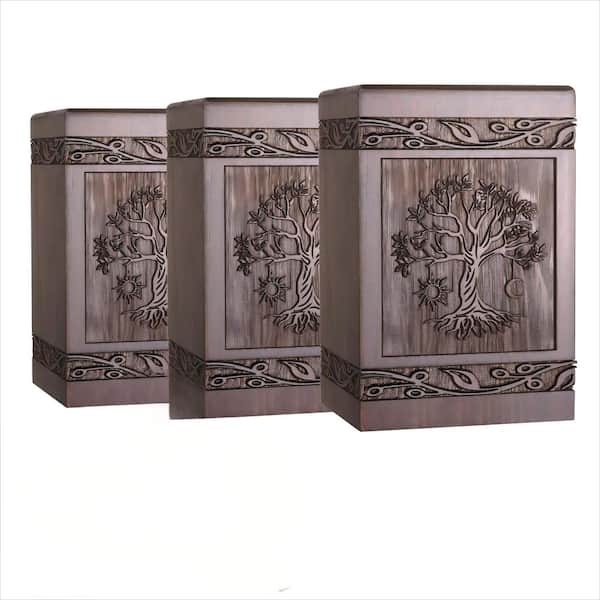 3.2 in. W x 4.8 in. H Wooden Tree of Life Urns Box and Casket, Burial Funeral Memorial Urns for Men, Women Child and Pet