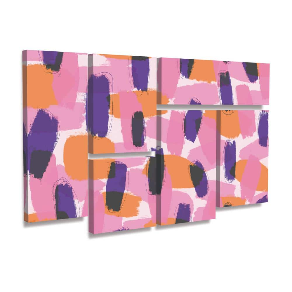 Treechild Layered Purple and Pink Abstract Canvas Wall Art Set