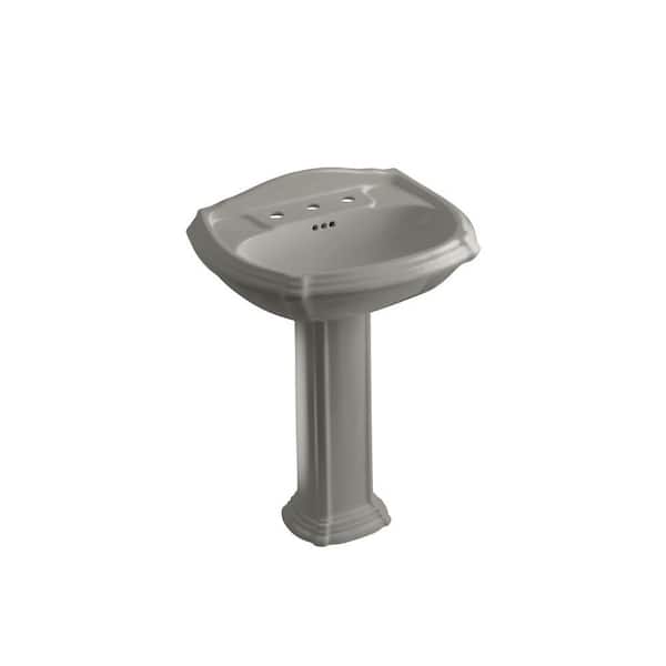 KOHLER Portrait Vitreous China Pedestal Combo Bathroom Sink in Cashmere with Overflow Drain