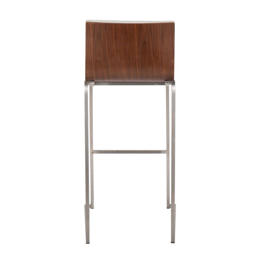 Mason Mara Cream Fabric Stainless Steel Walnut Barstool Set