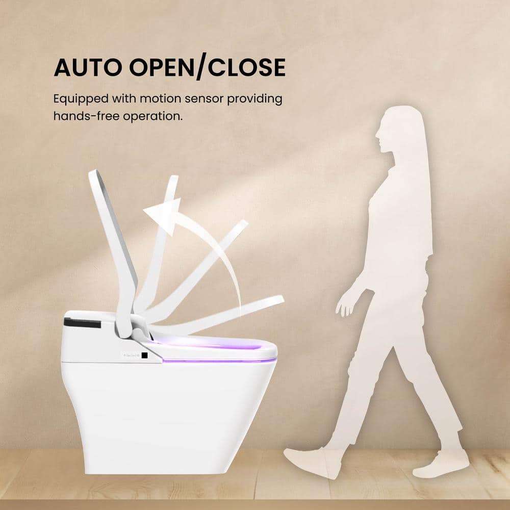 White Smart Bidet Toilet with Heated Seat and Auto Flush