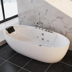 Anzzi Sofi 5.6 ft. Center Drain Whirlpool and Air Garden Tub with Jets in  White