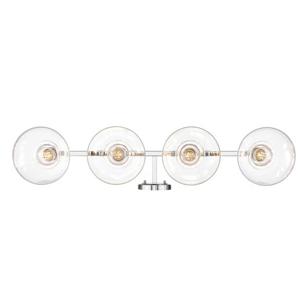 Golden Lighting Carver 8.75 in. 4 Light Silver Vanity Light with Clear Glass