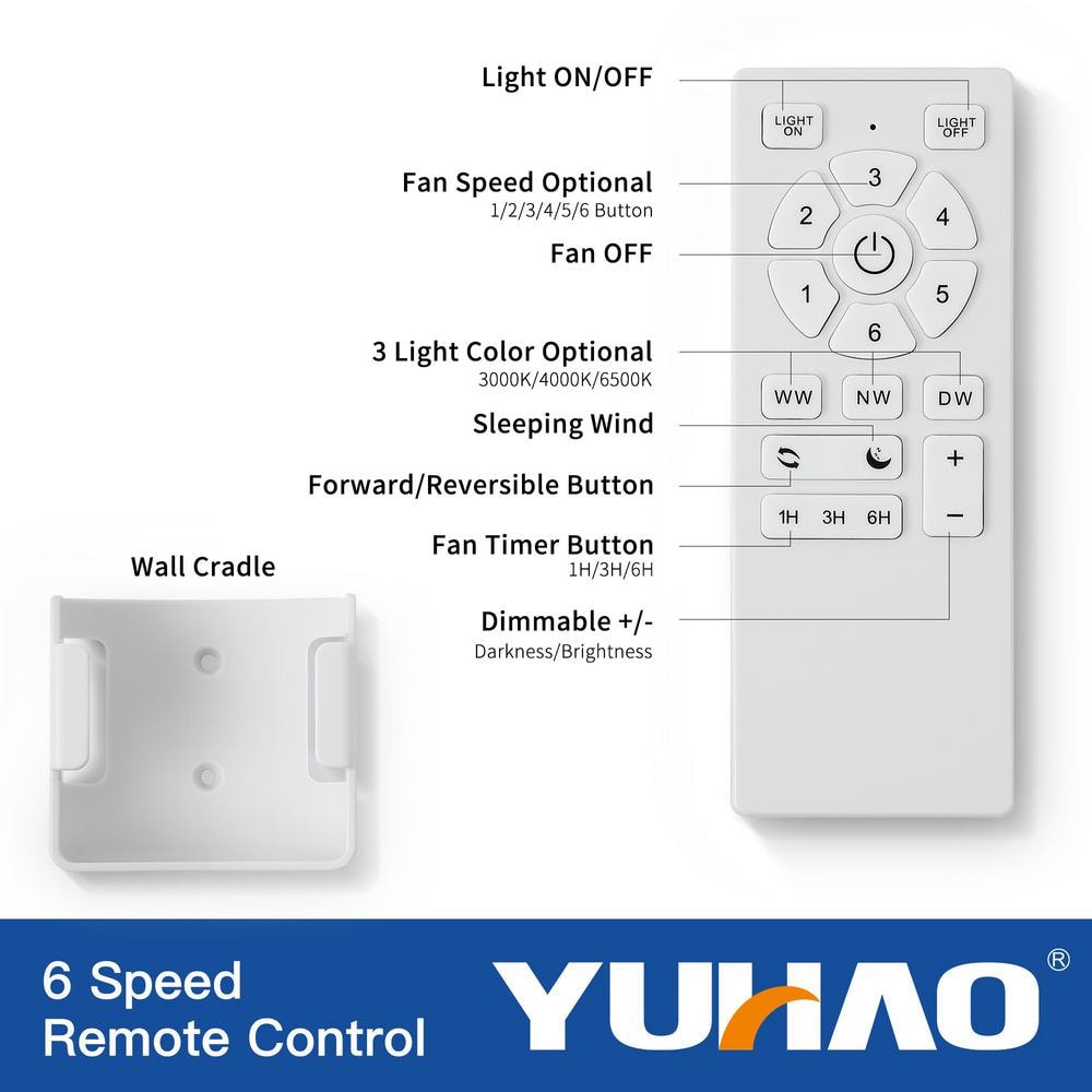 48-inch White Steel Ceiling Fan with Integrated LED Light and Remote Control
