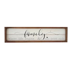 Where Family Life Begins and Love Never Ends Wood Framed Wall Decorative Sign