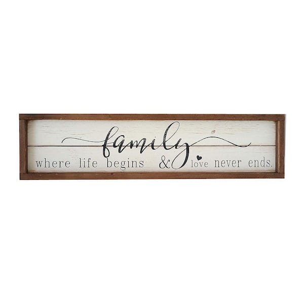 PARISLOFT Where Family Life Begins and Love Never Ends Wood Framed Wall Decorative Sign