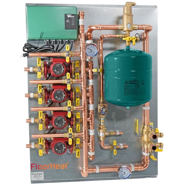 Hydronic Radiant Heat Control Panel-4 Zone, Pre-Assembled System, Underfloor and Home Heating, Efficient, Easy Install