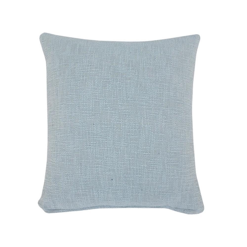 Sky Blue and White Tufted Square Throw Pillow, 20 in