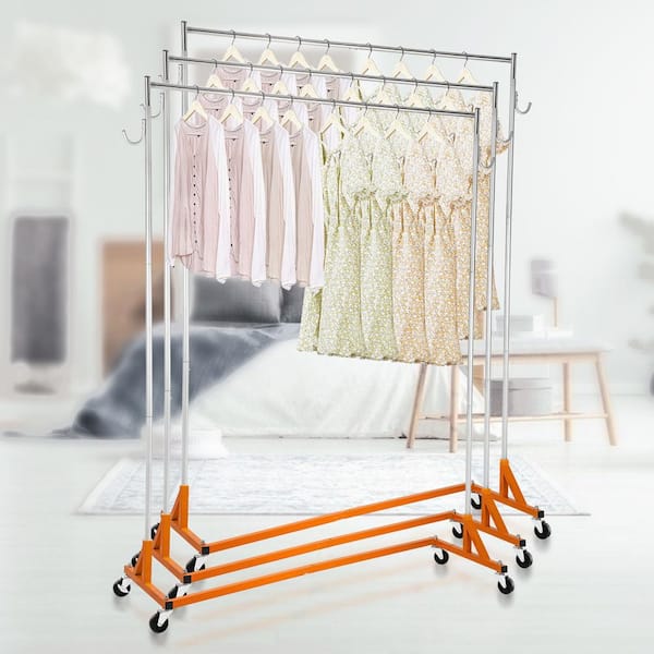 Z Rack, Industrial Grade Z Base Garment Rack,Rolling Z Garment Rack, Sturdy Steel Z Base Rack Silver
