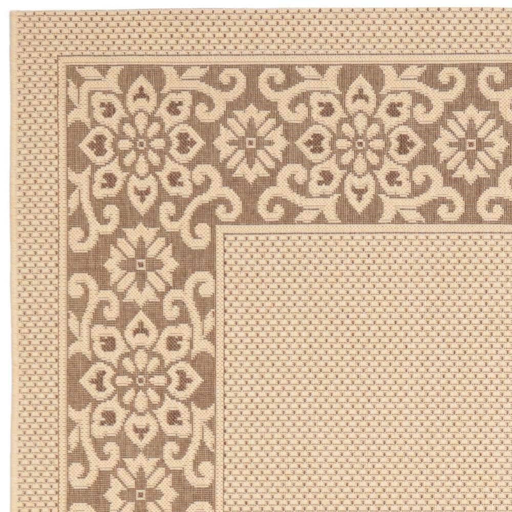 Modern Elegance Cream & Chocolate 8'x11' Easy-Care Outdoor Rug