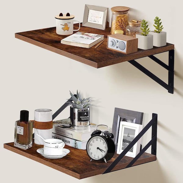 Cubilan 15.7 in. W x 11.8 in. D Rustic Brown Wall Mounted Decorative Wall Shelf