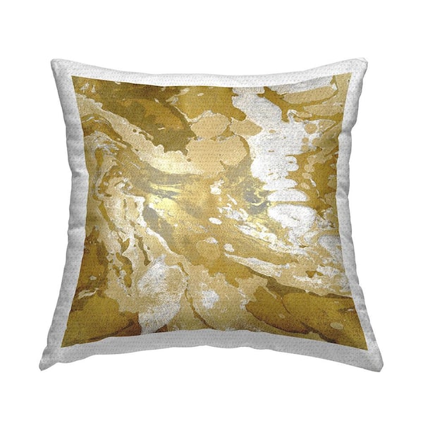 Stupell Industries Marbled Lustrous Swirled Pattern Gold Square Outdoor Throw Pillow