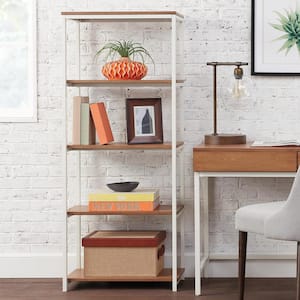 Donnelly White/Natural 5-shelf Accent Bookcase with Open Back (58 in. H)