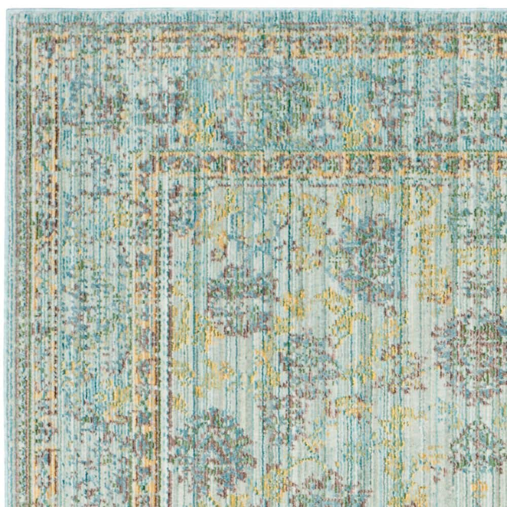 Valencia Light Blue and Turquoise Synthetic 4' x 6' Reversible Area Rug
