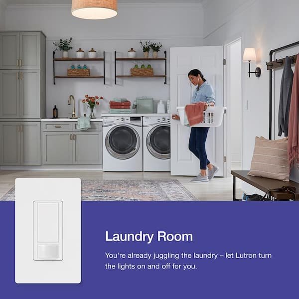 Lutron MS-OPS5M-WH Maestro Sensor Switch, 5-Amp, No Neutral Required Single Pole Or Multi Location White