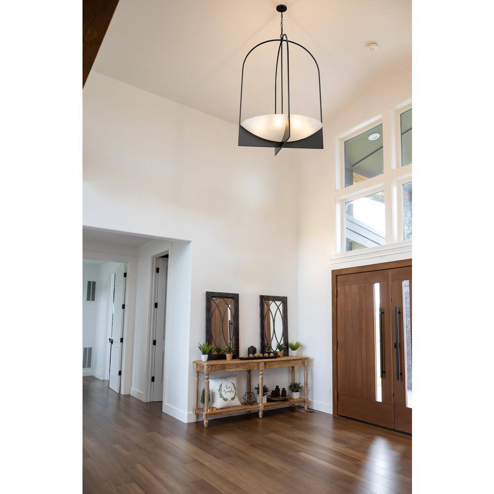 Matte Black Steel 8-Light Cage Chandelier