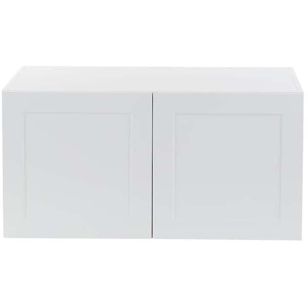 Hampton Bay Cambridge White Shaker Assembled Refrigerator Wall Cabinet with 2 Soft Close Doors (36 in. W x 24.5 in. D x 18 in. H)