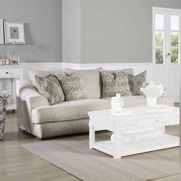 Benjara Syma 48 in. Straight Arm Fabric Rectangle Sofa in Ivory
