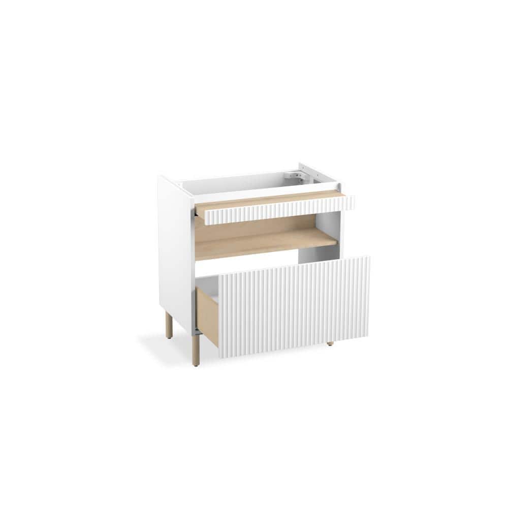 White Wall-Mounted Double Bathroom Vanity Cabinet