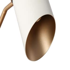 11.4 in. White and Dark Gold Dusk to Dawn Outdoor Hardwired Wall Lantern Sconce with No Bulbs Included