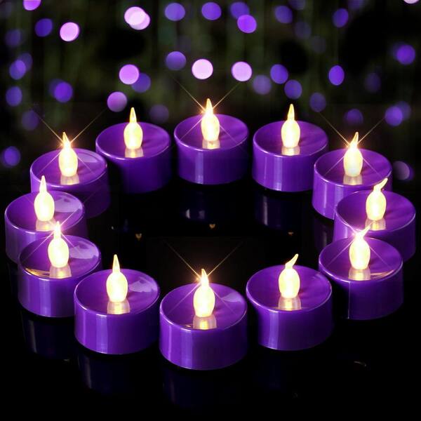 Per Feste Retisee 2 Candele Senza Fiamma Viola Glitterate, 8,9 X 12,7