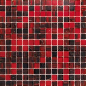 Mingles 12 in. x 12 in. Glossy Berry Red Glass Mosaic Wall and Floor Tile (20 sq. ft./case) (20-pack)