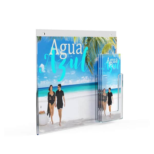 Azar Displays 14 in. W x 11 in. H Wall Mount Vertical Sign Holder with Brochure Pocket (2-Pack)