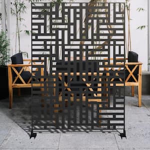 Metal Material Patio Privacy Screen 76''H x 47.2''W Fence Privacy Screen Decorative Outdoor Divider Black