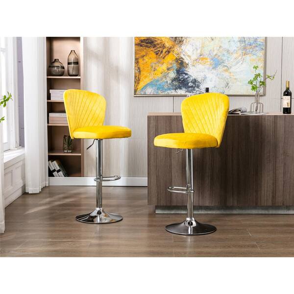 Yellow counter shop height chairs