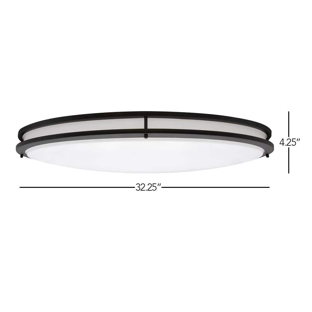 32" Black Oval LED Ceiling Mount Light Fixture with Matte Finish